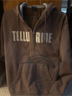 Telluride Brown Half-Zip Hoodie with Front Pocket
